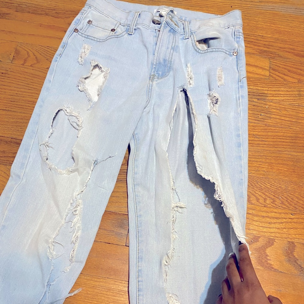 OBO super distressed boyfriend jeans size sm